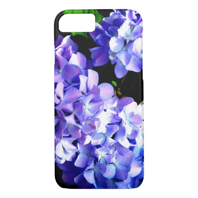 Funda De Case-Mate Para iPhone Periwinkle hidrangeas flor azul púrpura floral (Reverso)