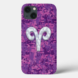 Funda Para iPhone 13 Perla Como Aries Rótulo Zodiac Camuflaje Rosa