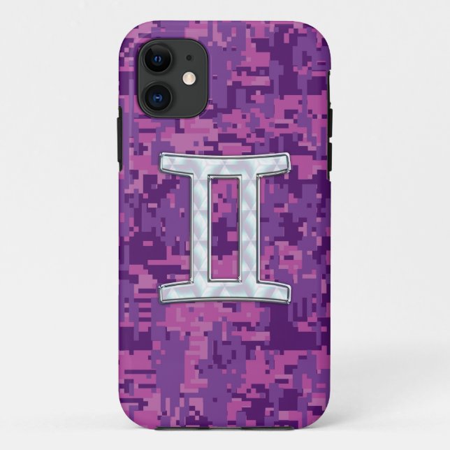 Funda De Case-Mate Para iPhone Perla como Rótulo Gemini Zodiac en camo digital (Reverso)
