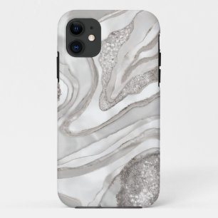 Funda Para iPhone 11 Perla, diamantes y arte digital del platino geodés