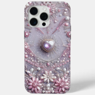 Funda Para iPhone 15 Pro Max Perlas moradas modernas elegantes y lindas para el