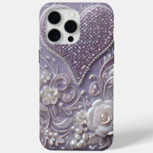 Funda Para iPhone 15 Pro Max Perlas moradas modernas elegantes y lindas para el