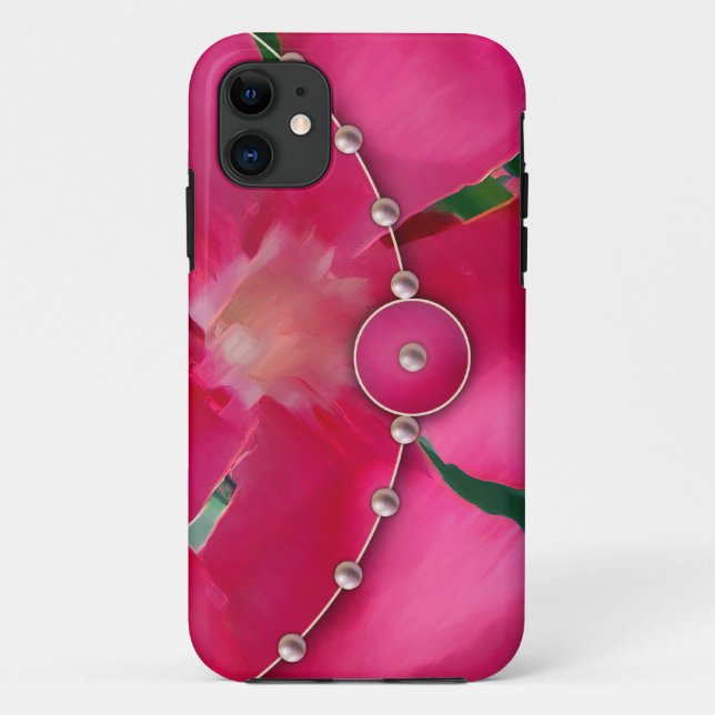 Funda De Case-Mate Para iPhone Perlas y Petales Rosados (Reverso)