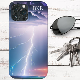 Funda Para iPhone 13 Pro Max Perno de rayo sobre monograma de agua