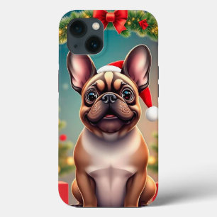 Funda Para iPhone 13 Perrito Adorable con Gorro de Santa