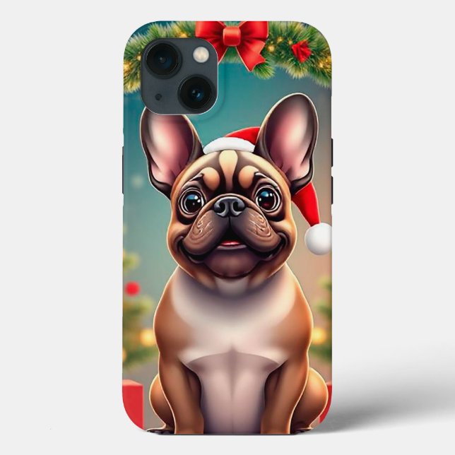 Funda De Case-Mate Para iPhone Perrito Adorable con Gorro de Santa (Reverso )