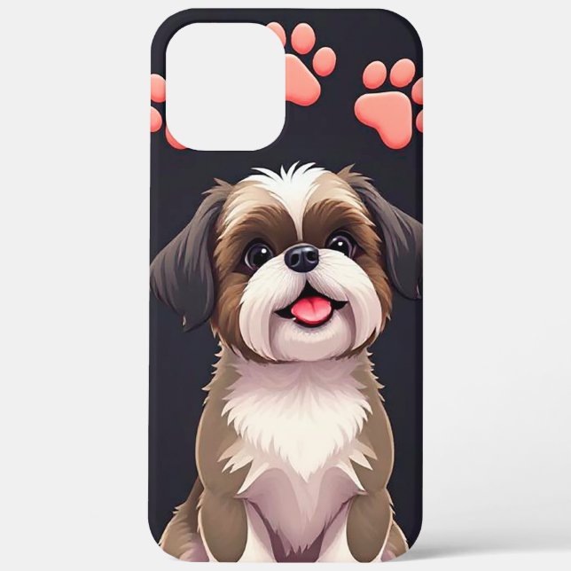 Funda De Case-Mate Para iPhone 🐾🎨 Perrito de dibujos animados adorable con enca (Reverso )