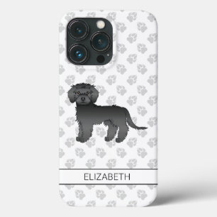 Funda Para iPhone 13 Pro Perrito de dibujos animados Black Mini Goldendoodl