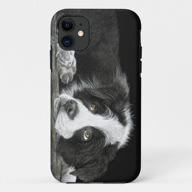 Funda De Case-Mate Para iPhone Perrito del border collie - "dígame más sobre (Reverso)