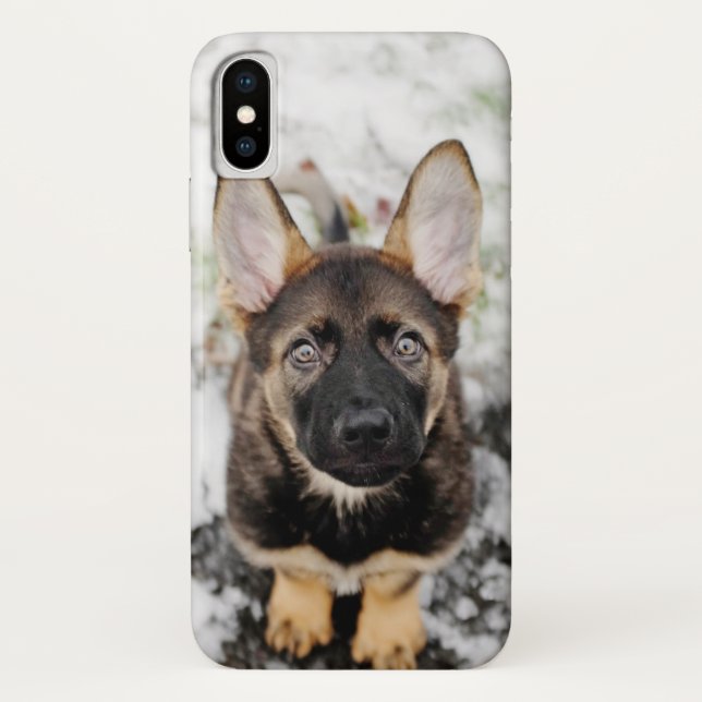 Funda De Case-Mate Para iPhone Perrito lindo que mira para arriba (Reverso)