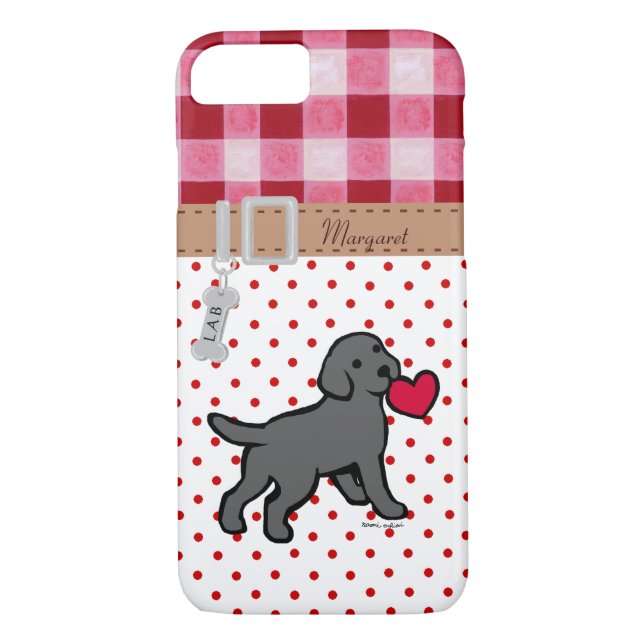 Funda De Case-Mate Para iPhone Perrito negro personalizado del laboratorio y (Reverso)