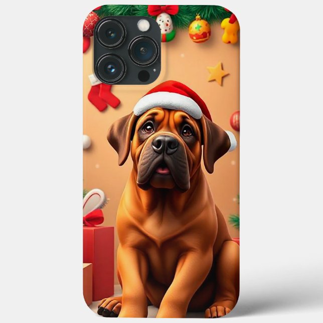 Funda De Case-Mate Para iPhone Perro Adorable con Gorro de Santa (Reverso )