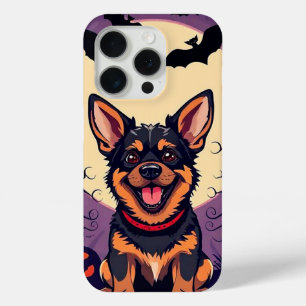 Funda Para iPhone 15 Pro Perro Adorable en Escena de Halloween