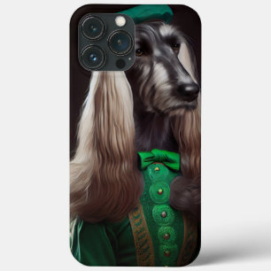 Funda Para iPhone 13 Pro Max perro afgano con vestido del día de San Patricio