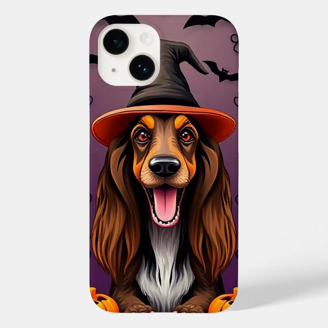 Funda De Case-Mate Para iPhone Perro afgano de Halloween (Reverso )