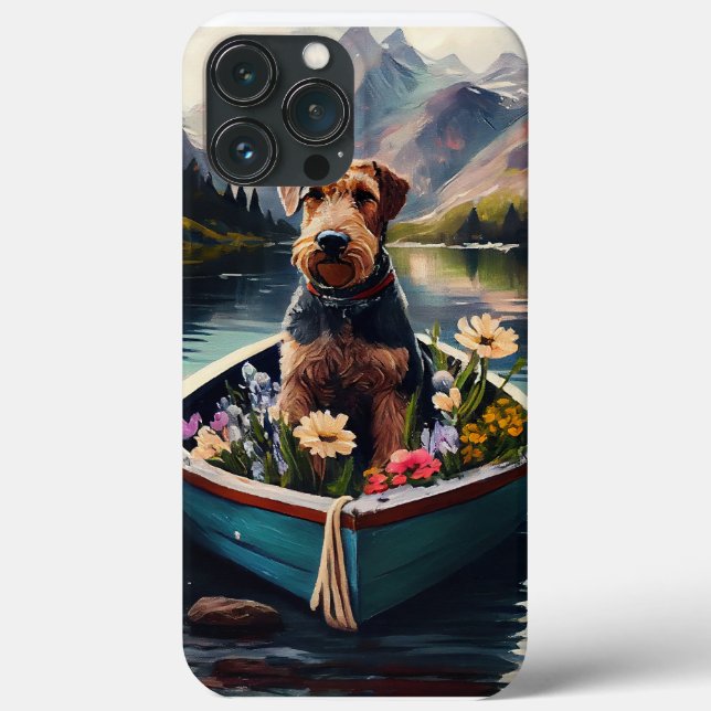 Funda De Case-Mate Para iPhone Perro Airedale en un pádel: una aventura escénica (Reverso )