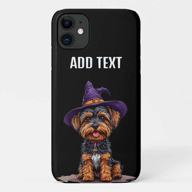 Funda De Case-Mate Para iPhone Perro alegre de Halloween con sombrero de bruja (Reverso)