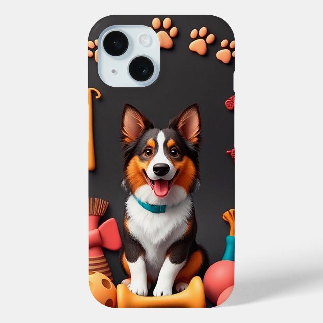Funda De Case-Mate Para iPhone Perro alegre, probablemente un Corgi (Reverso )