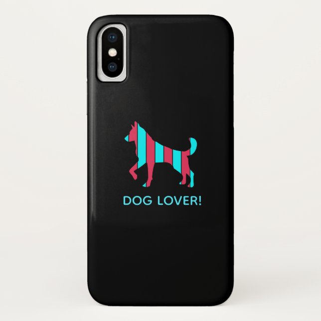 Funda De Case-Mate Para iPhone Perro - Arte pop Mascota, animal abstracto azul y  (Reverso)