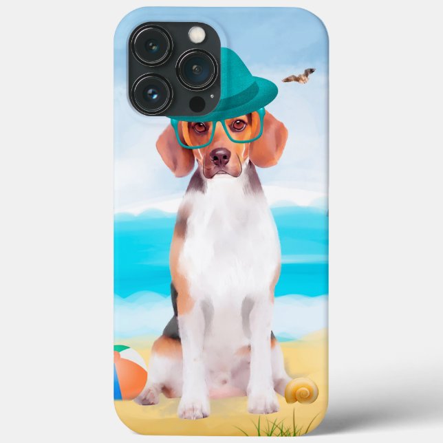 Funda De Case-Mate Para iPhone Perro Beagle En La Playa (Reverso )
