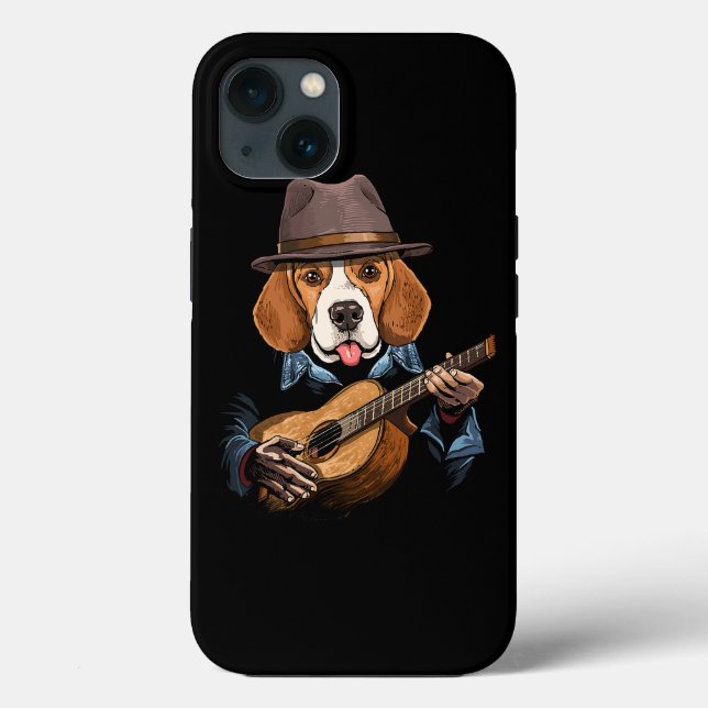 Funda De Case-Mate Para iPhone Perro Beagle Jugando A La Guitarra Mascota Beagle  (Reverso )