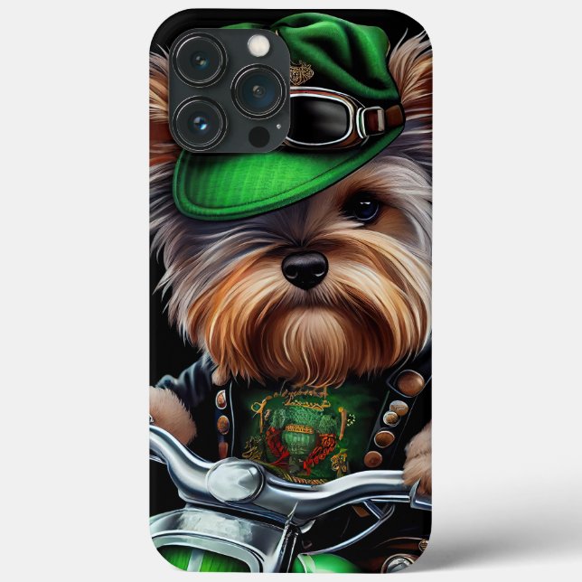 Funda De Case-Mate Para iPhone Perro Biewer Terrier conduciendo bicicleta el día  (Reverso )