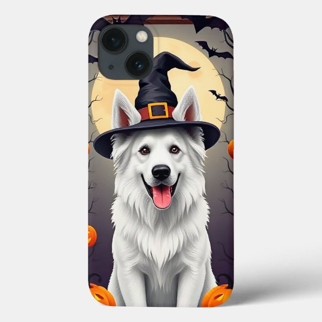 Funda De Case-Mate Para iPhone Perro blanco de Halloween (Reverso)