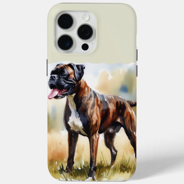 Funda De Case-Mate Para iPhone Perro Boxer Acuarela (Reverso )