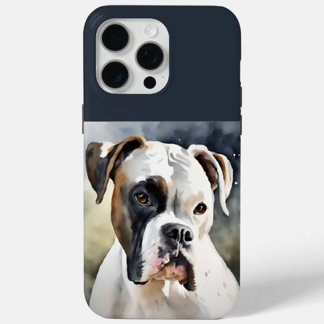 Funda De Case-Mate Para iPhone Perro Boxer Acuarela (Reverso )