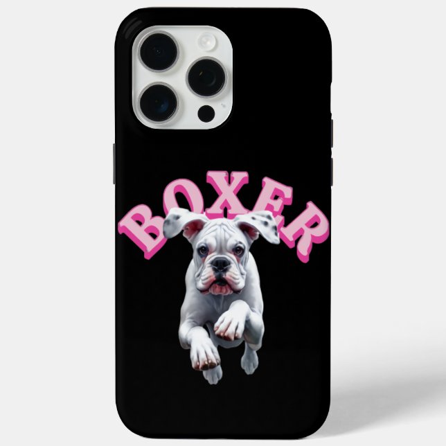 Funda De Case-Mate Para iPhone Perro boxer blanco juguetón (Reverso )