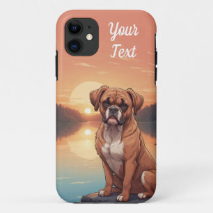Funda Para iPhone 11 Perro Boxer junto al lago