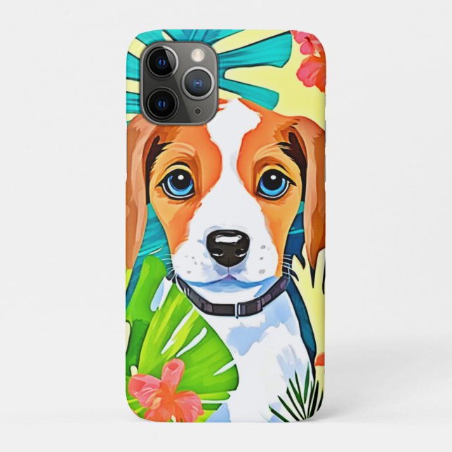 Funda De Case-Mate Para iPhone Perro brillante con flores (Reverso)