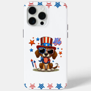 Funda Para iPhone 15 Pro Max Perro/cachorro lindo, patriótico, 4 de julio