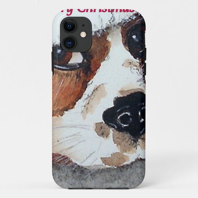 Funda De Case-Mate Para iPhone Perro cachorro navidad (Reverso)