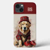 perro casero escocés en kilt y cap