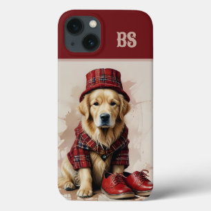 Funda Para iPhone 13 perro casero escocés en kilt y cap