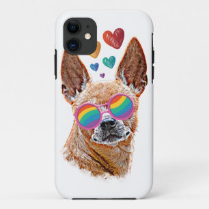 Funda Para iPhone 11 Perro Chihuahua con Corazones Día de San Valentín 