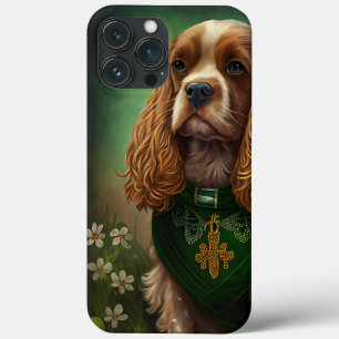 Funda Para iPhone 13 Pro Max Perro Cocker Spaniel con vestido de San Patricio