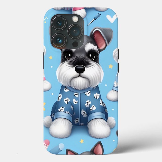 Funda De Case-Mate Para iPhone Perro Cuto Del Patrón Animal Schnauzer (Reverso )