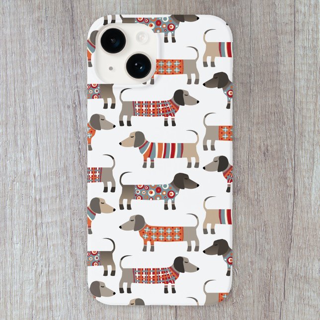 Funda De Case-Mate Para iPhone Perro Dachshund Sausage (Fun Dachshund wiener sausage dog pattern cell phone case for animal lovers.)