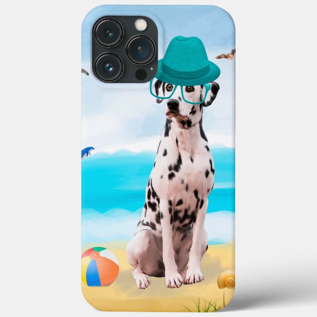 Funda De Case-Mate Para iPhone Perro Dálmata en la Playa (Reverso )