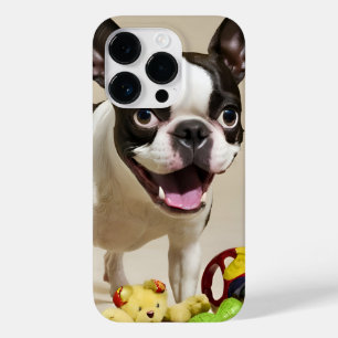 Funda Para iPhone 14 Pro De Case-Mate Perro de Boston Terrier jugando con juguetes