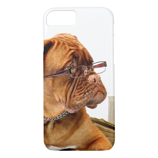 Funda De Case-Mate Para iPhone Perro de Burdeos en vidrios (Reverso)