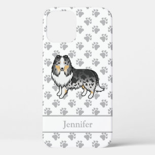 Funda Para iPhone 12 Perro de dibujos animados Blue Merle Shetland Shee