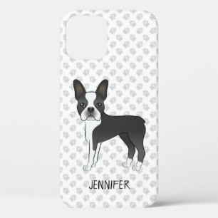 Funda Para iPhone 12 Perro De Dibujos Animados Boston Terrier Blanco Y 