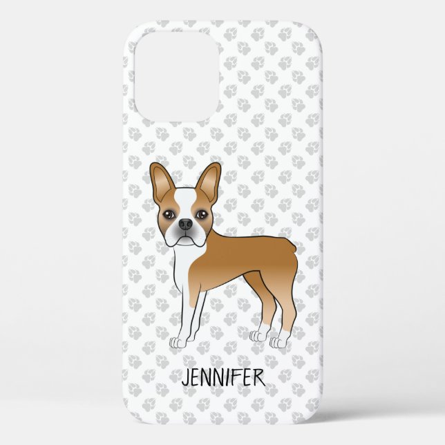 Funda De Case-Mate Para iPhone Perro de dibujos animados Boston Terrier cervato & (Reverso )