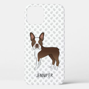 Funda Para iPhone 12 Perro De Dibujos Animados Boston Terrier Marrón Y