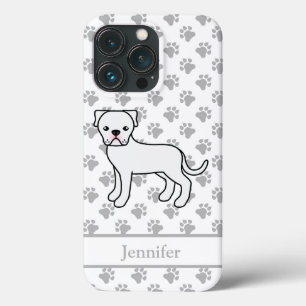 Funda Para iPhone 13 Pro Perro de dibujos animados Bulldog americano blanco