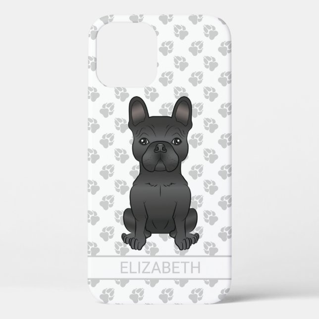 Funda De Case-Mate Para iPhone Perro de dibujos animados Bulldog Francés Negro /  (Reverso )