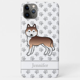 Funda Para iPhone 11 Pro Max Perro de dibujos animados Husky Siberiano de cobre